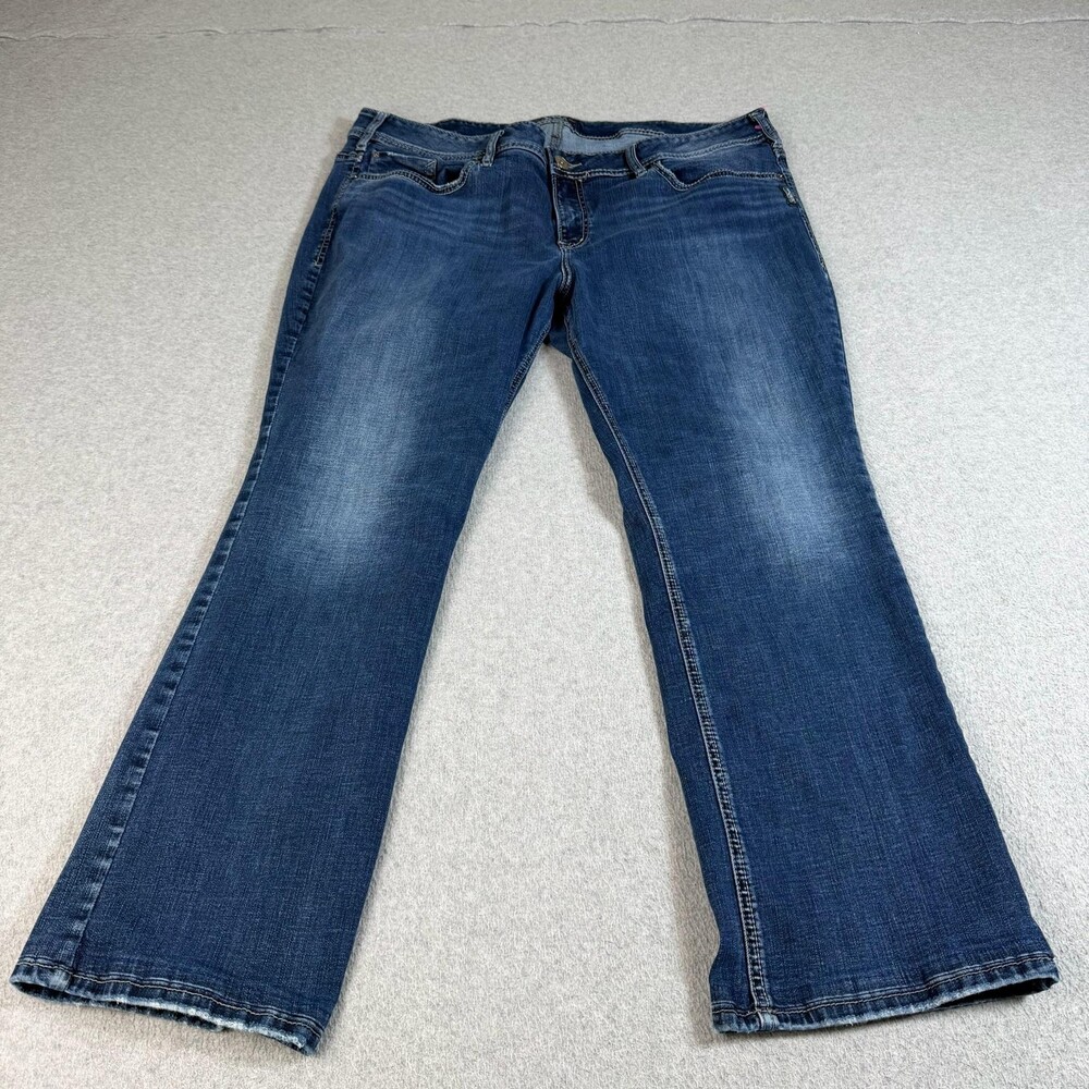 Silver Jeans Womens 20 Blue Elyse Slim Stretch Bootcut Denim Comfortable Boho